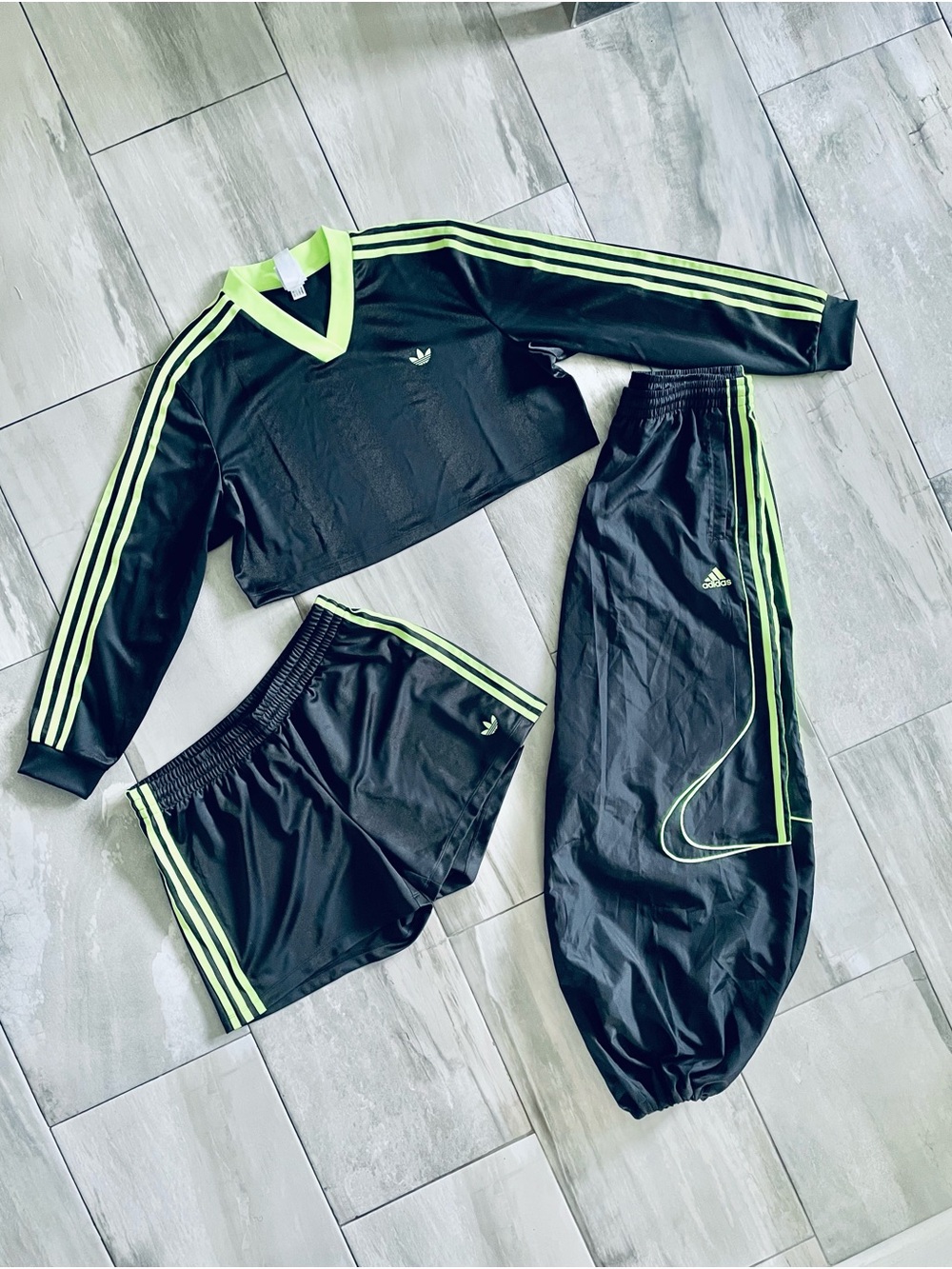 adidas Originals Women’s
3-Piece Track Set: Top/Shorts (L), Pants (M)